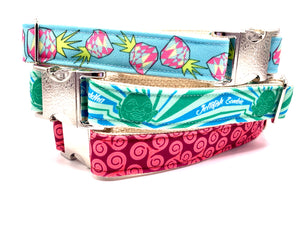 Funky Pineapple Punch Dog Collar {Teal Blue}