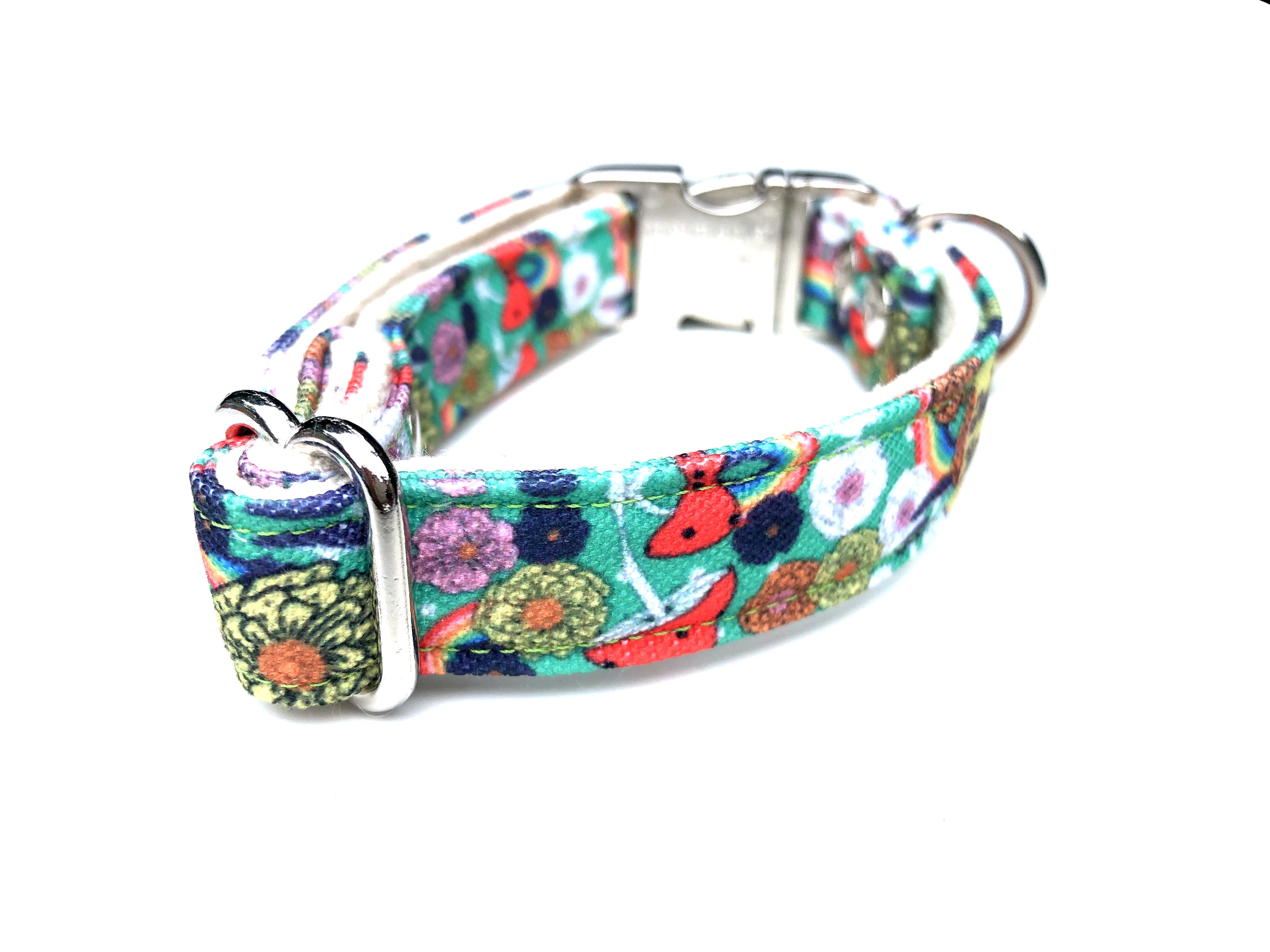 Hippie Flower Power Dog Collar {Green}
